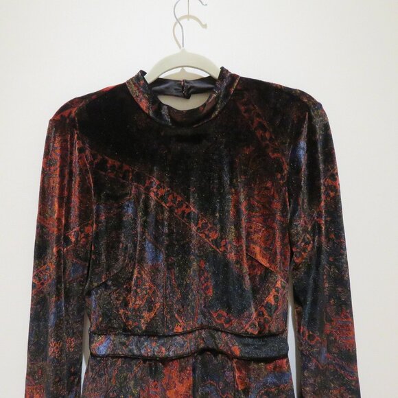 FREE PEOPLE Onyx Red Velvet Cut Out Romper Goth Whimsigoth Morticia Friends Sz 4 - Picture 4 of 14